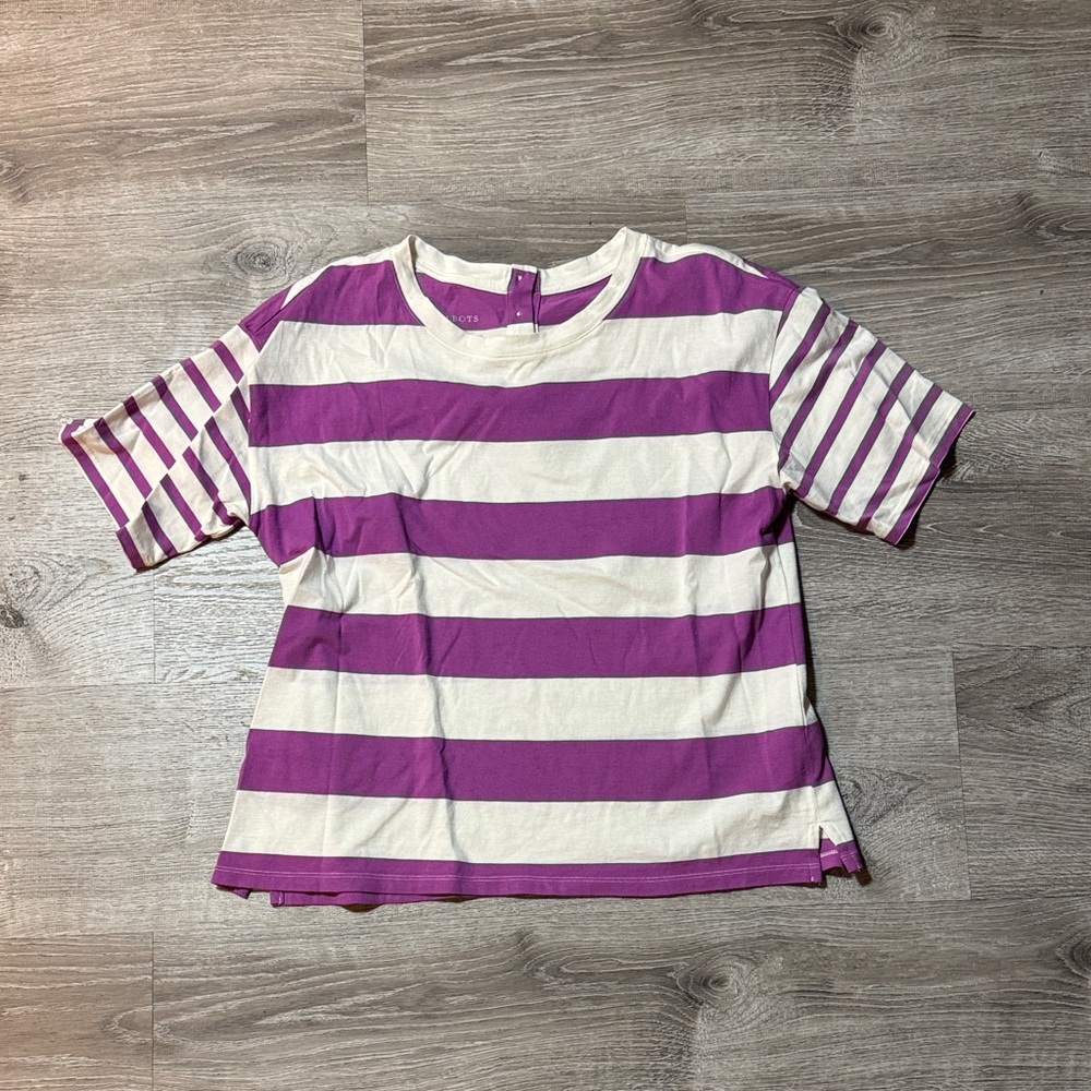 Talbots Purple and White Striped Tee